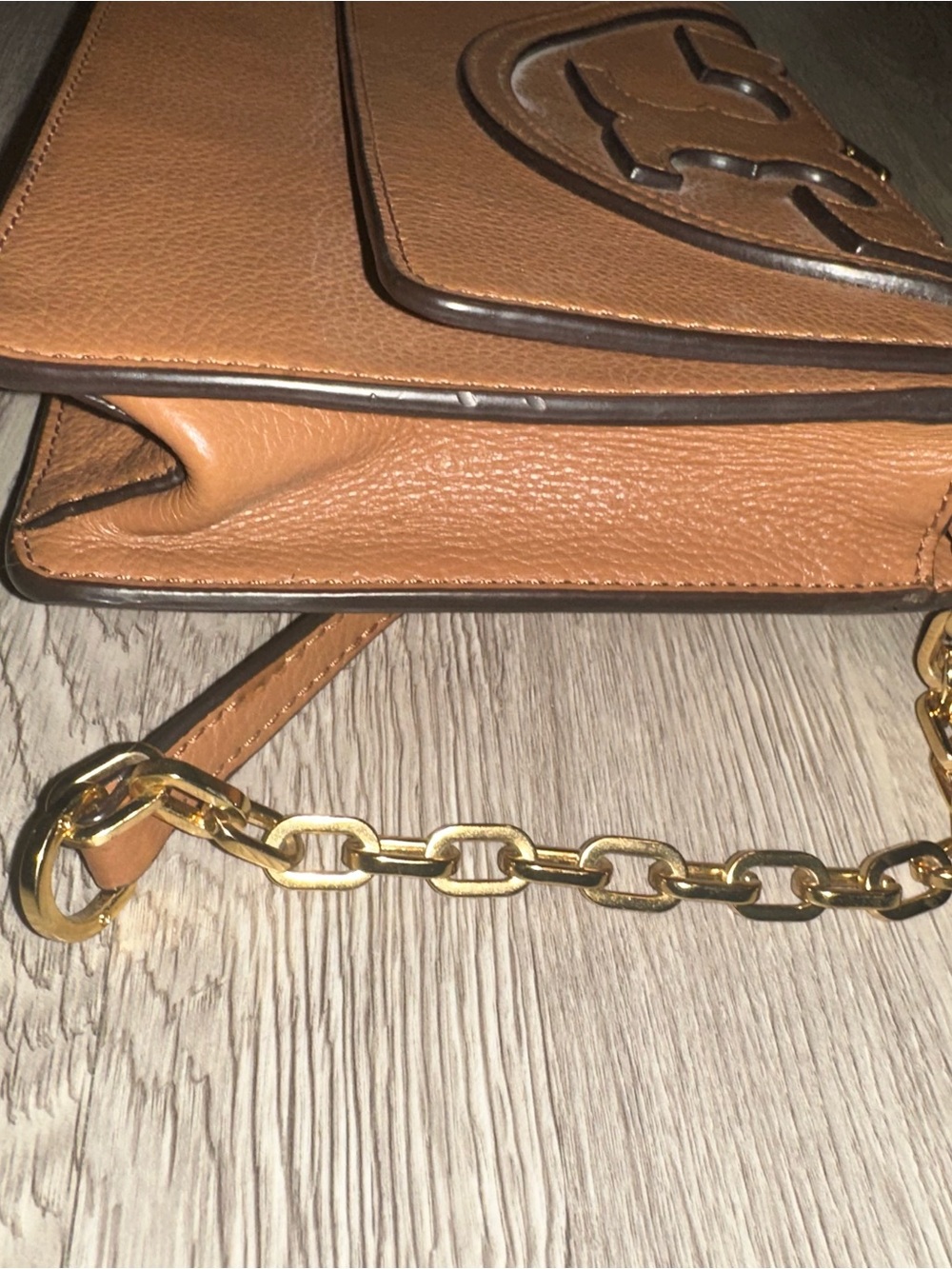Tory Burch Brown Leather All T Crossbody Bag Purse - Picture 9 of 12